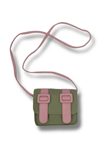 Twin Buckle Mini Handbag Sage & Pink