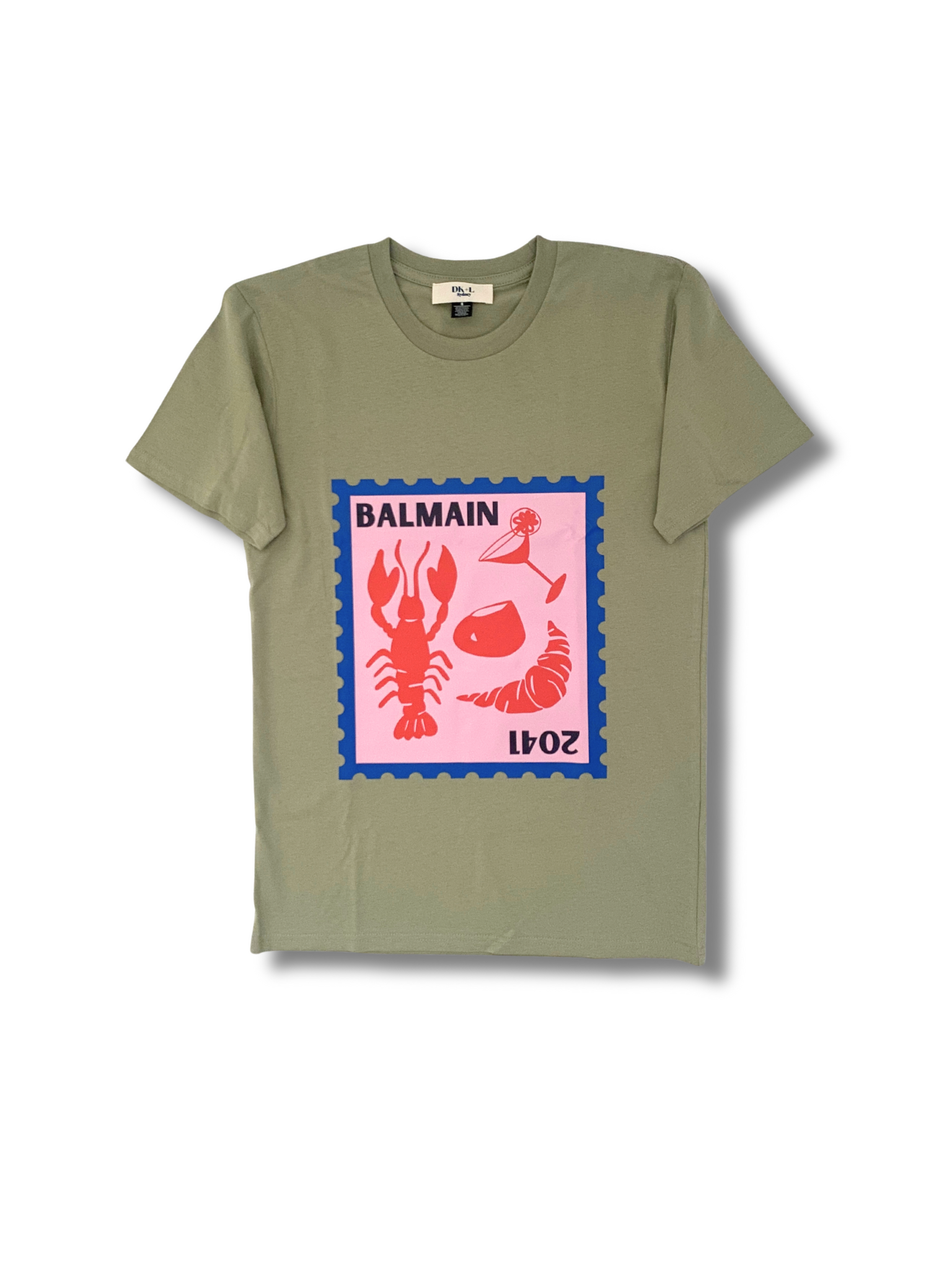 Balmain Stamp Logo Tee - Sage Green