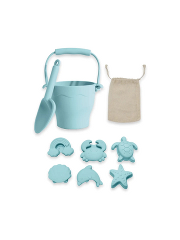 8pc Silicone Bucket Set - Aqua Blue