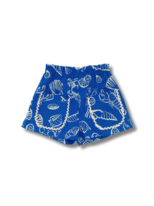 Sea Creatures Shorts With Scalloped Pockets