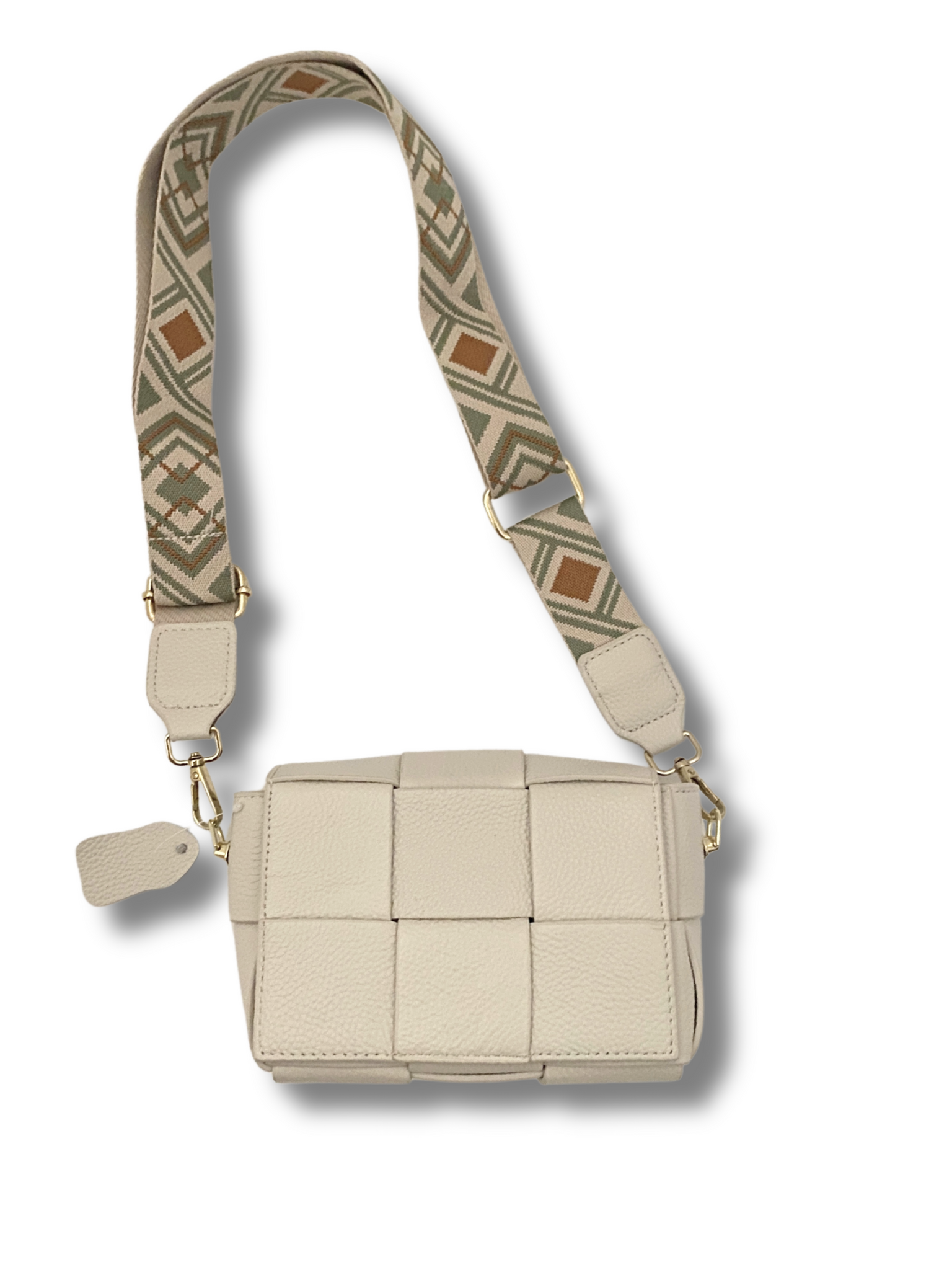 Chlöe Leather Woven Crossbody Bag Taupe