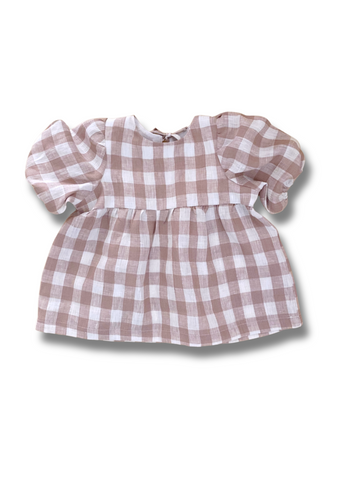 Blush Pink Gingham Smock Dress