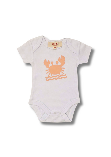 Happy Pink Crab Short Sleeve Bodysuit