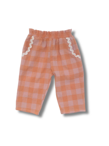 Baby Gingham Slacks With Scalloped Pockets