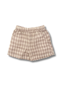 Pure Linen Baby Shorts Beige Gingham