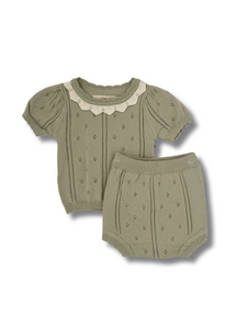 Sage Pointelle Knit Twin Set