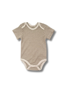 Comfy Baby Short Sleeve Bodysuit - Oat Stripes
