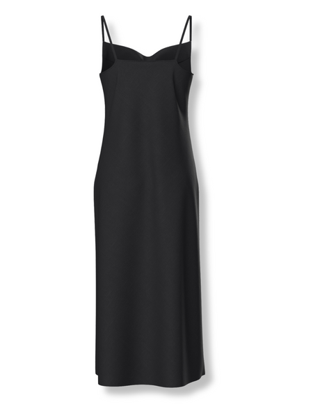 Allegria Bias Linen Slip Dress  Black