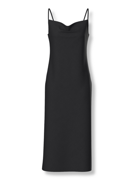 Allegria Bias Linen Slip Dress  Black