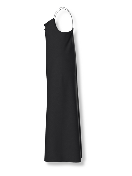 Allegria Bias Linen Slip Dress  Black