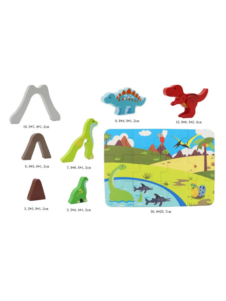 Dinosaur Playset  With Puzzle In Tin