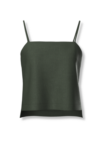 Rosa Linen Cami  Khaki