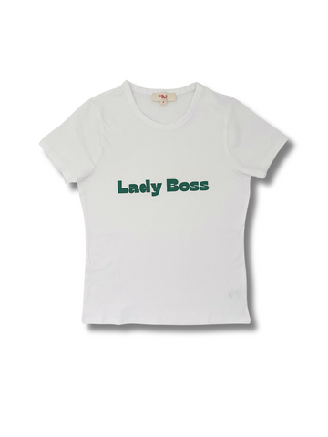 Lady Boss Stretch Tee White / Green