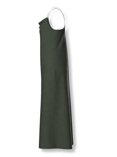 Allegria Bias Linen Slip Dress  Khaki