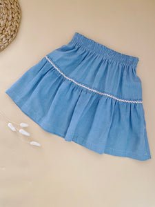 Raquel Ruffle Hem Mini Skirt Blue
