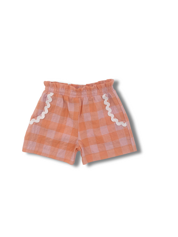 Baby Gingham Shorts With Scalloped Pockets