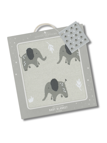 Whimsical Elephant Blanket Grey