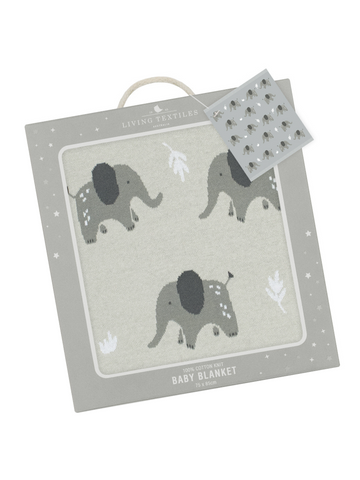 Whimsical Elephant Blanket Grey