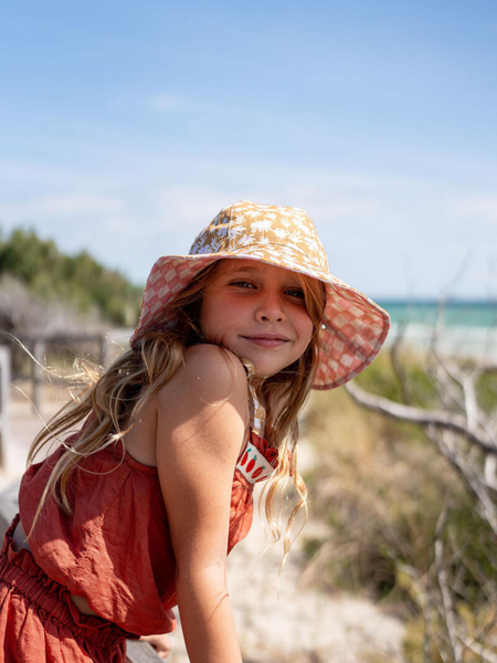 Daisy Chain Wide Brim Sun Hat - Reversible