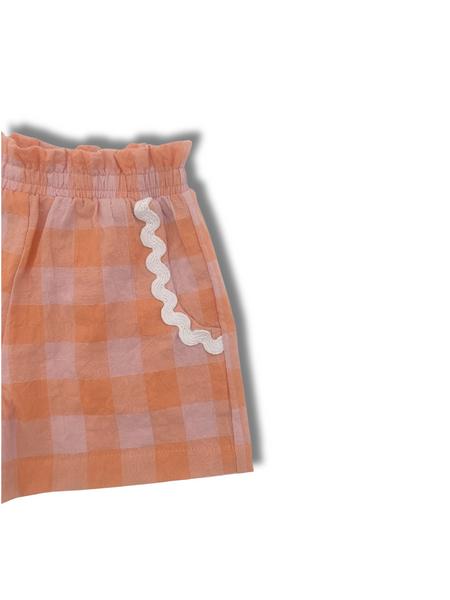 Baby Gingham Shorts With Scalloped Pockets