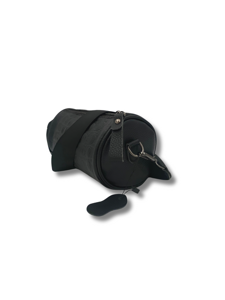 Mia Black Leather Barrel Bag