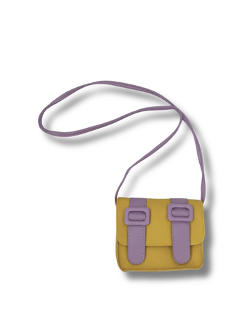 Twin Buckle Mini Handbag Yellow & Purple