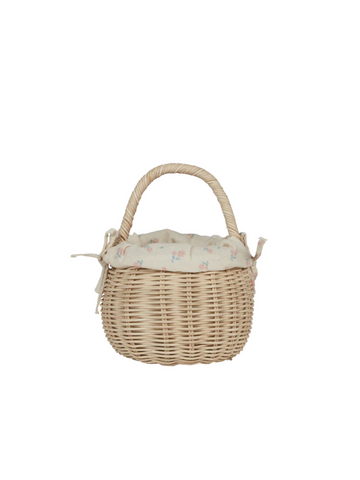 Rattan Berry Basket With Lining Pansy