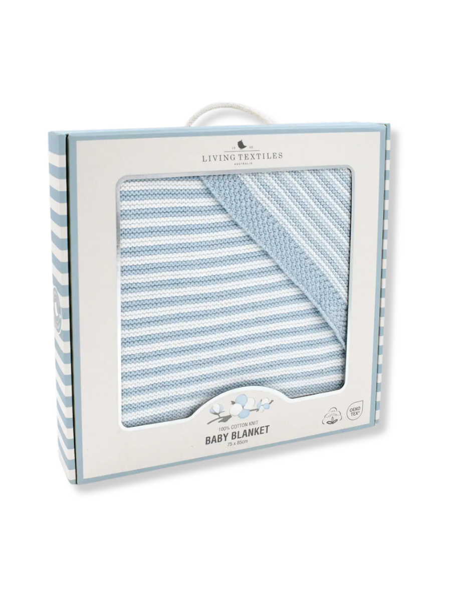Blue Stripe Knit Blanket