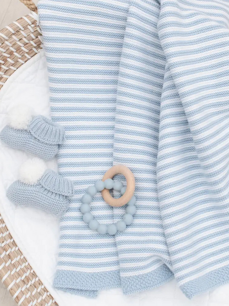 Blue Stripe Knit Blanket