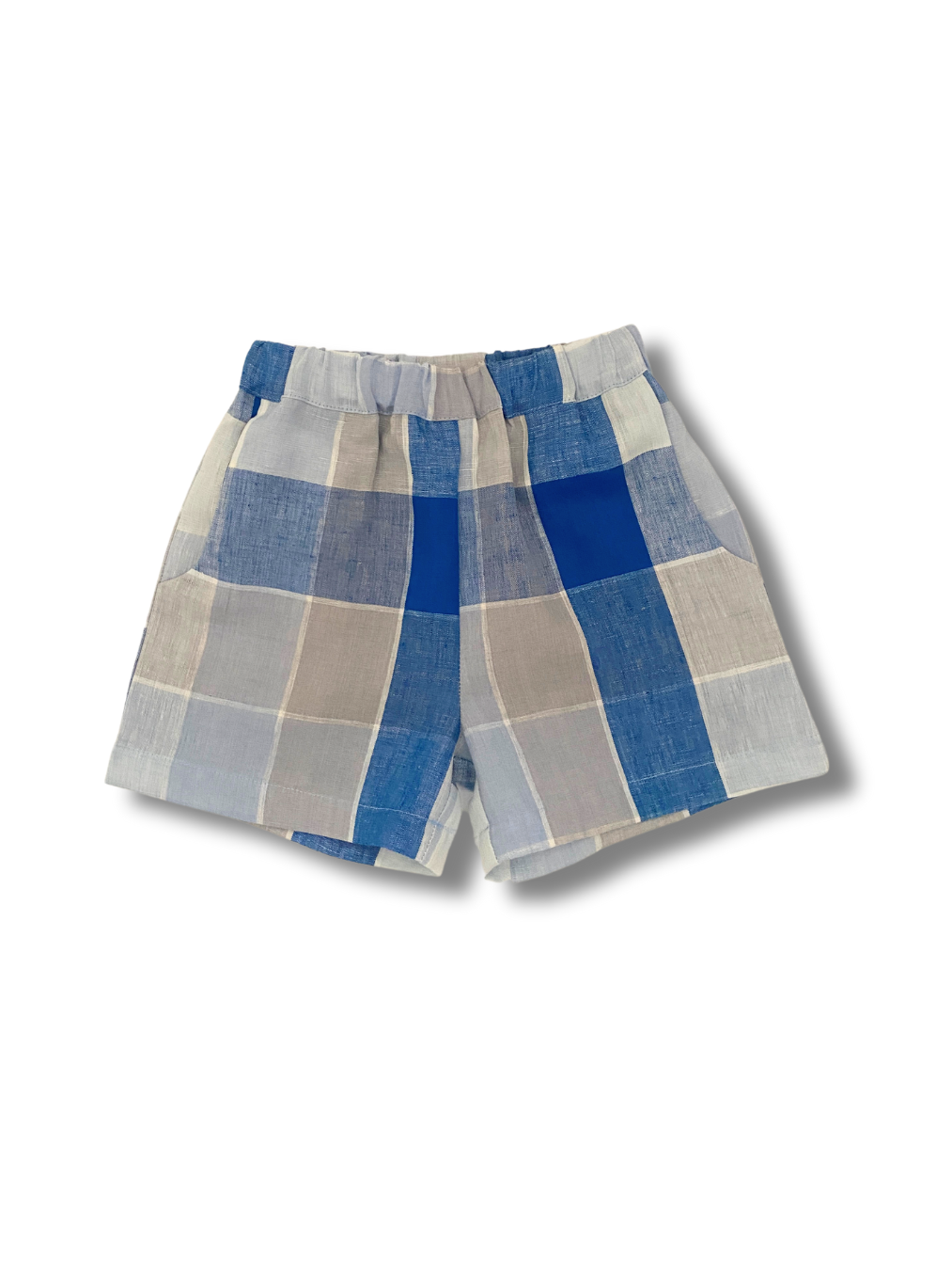 Linen Shorts Blue Check