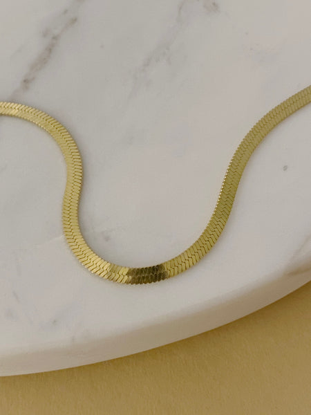 Gold Snake Herringbone Necklace