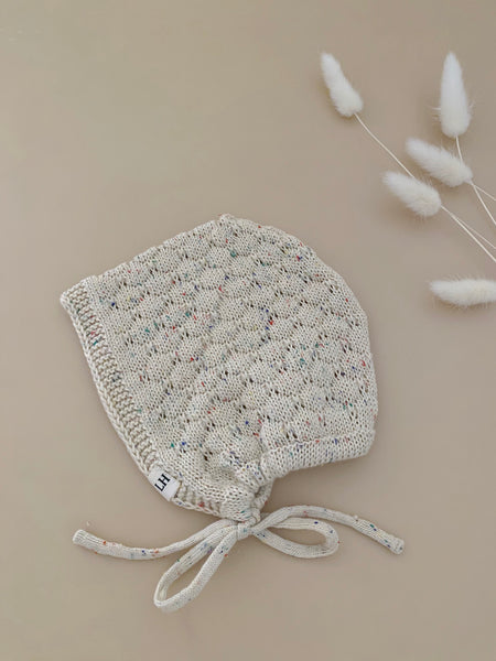 Oatmeal Speckle Knit Bonnet