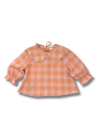 Gingham girls blouse with Collar