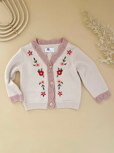 Knitted Folk Cardigan Pink