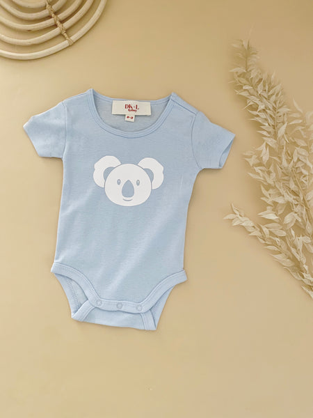 Koala Short Sleeve Bodysuit Blue & White