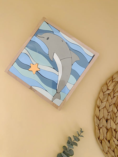 Darel The Dolphin Wooden Block Puzzle
