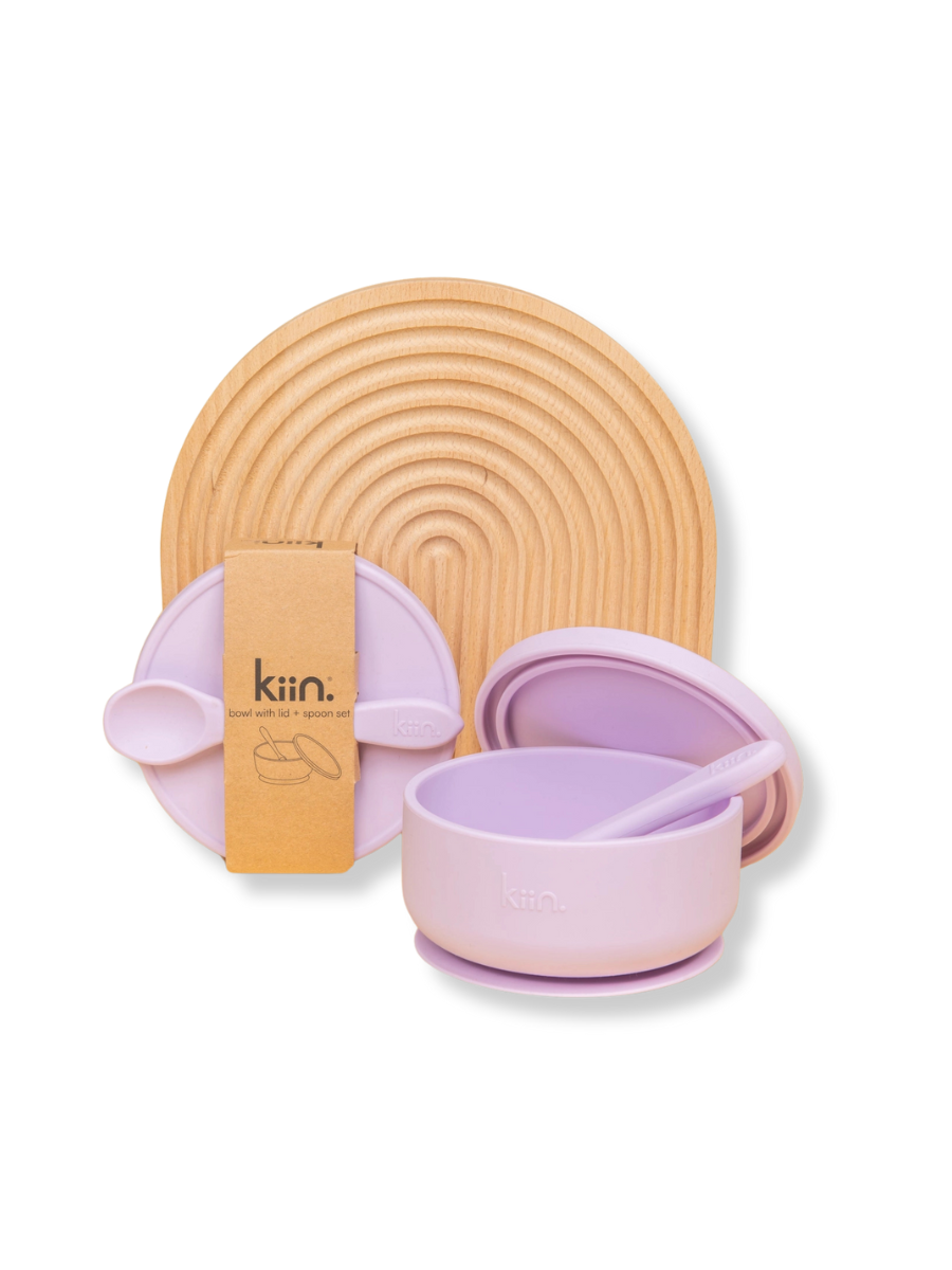 Silicone Suction Bowl + Lid & Spoon Lilac