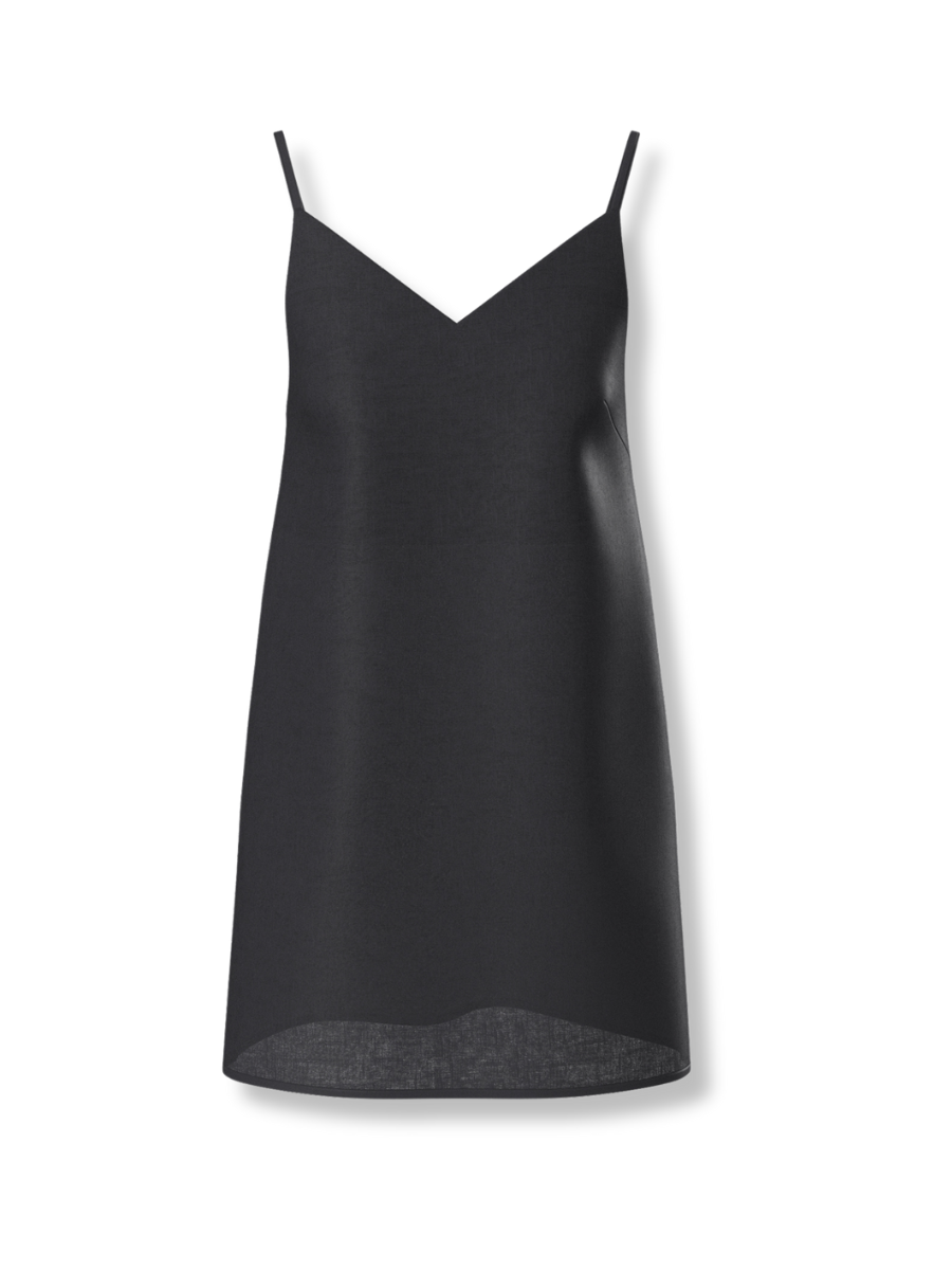 Liz Linen Slip Dress Black