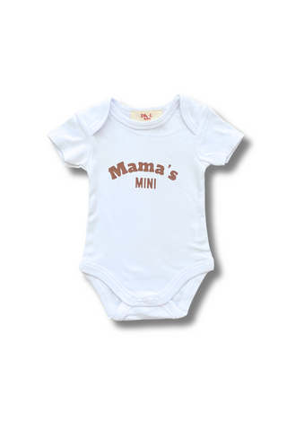 Mama's Mini Short Sleeve Bodysuit White