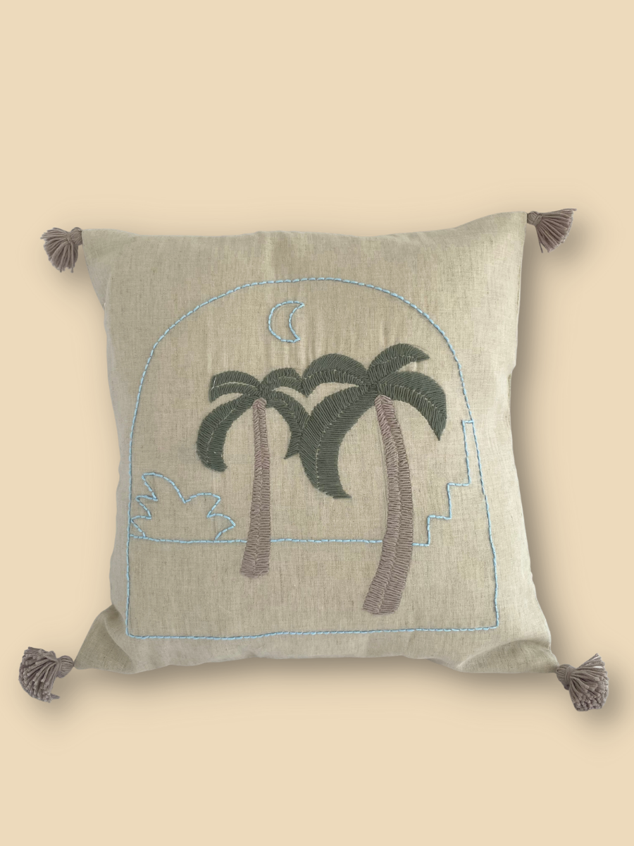 Palms Linen Cushion Neutral