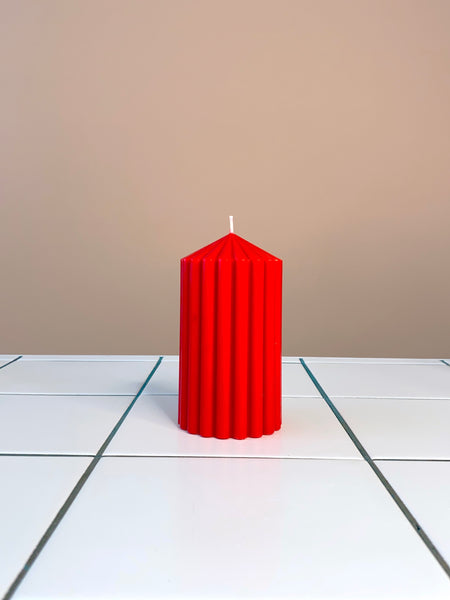 Pointy Pillar Candle Red