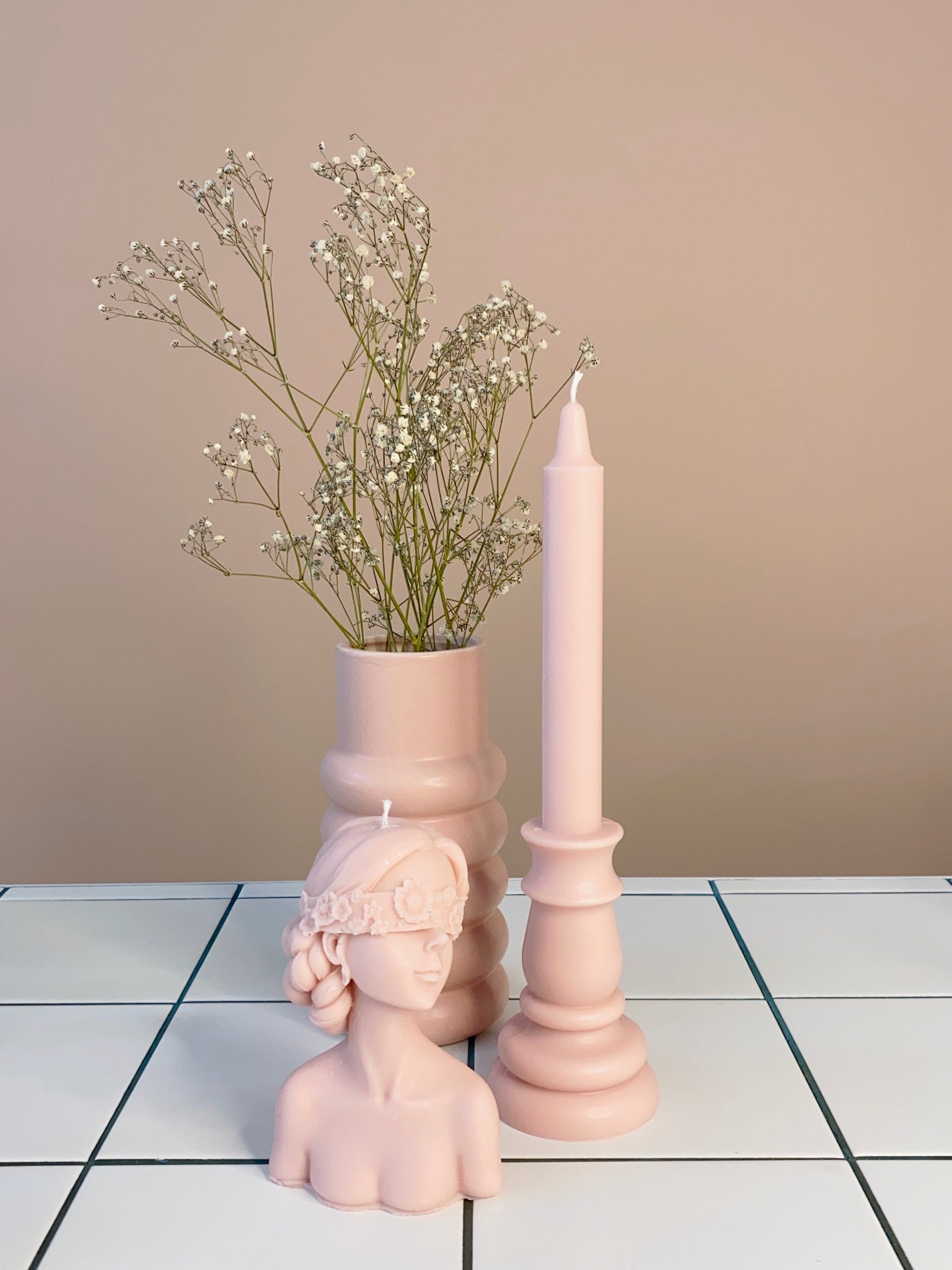 Elegant Pillar Candle Pink 20cm