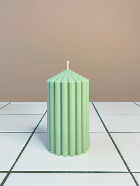 Pointy Pillar Candle Green