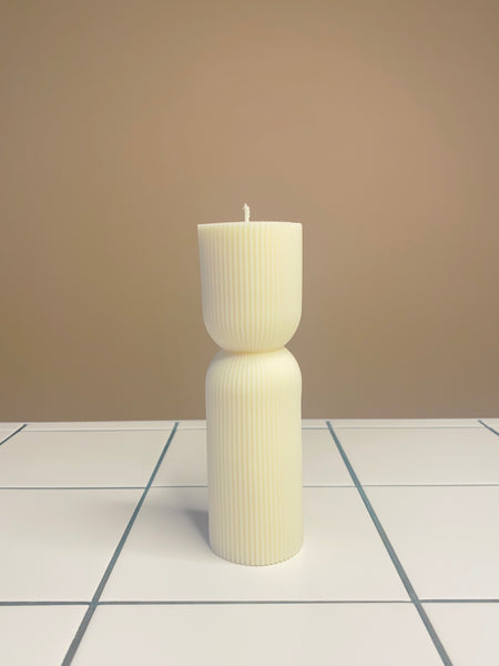 Hourglass Pillar Candle White