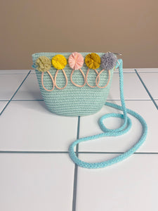 Soft Blue Straw Mini Handbag