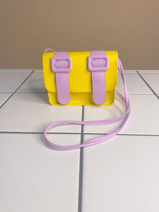 Two Buckle Mini Handbag Yellow & Purple