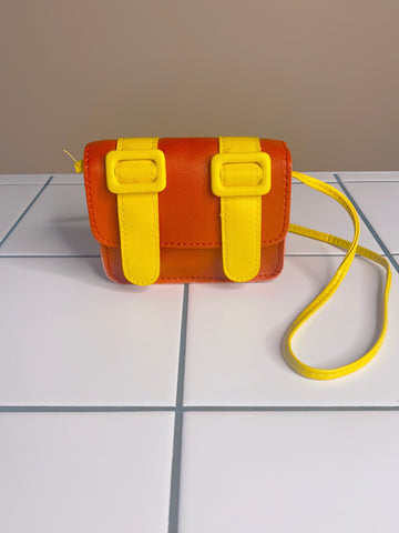 Two Buckle Mini Handbag Red & Yellow