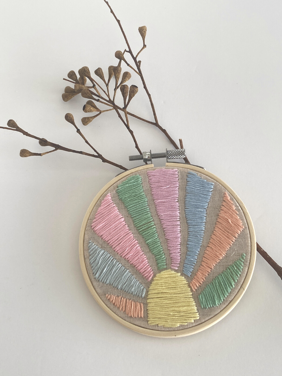 Happy Pastel Sunset #1 Embroidery Wall Hanging