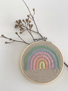 Happy Pastel Rainbow #2 Embroidery Wall Hanging