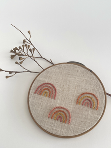 Trio Terracotta Rainbows Embroidery Wall Hanging
